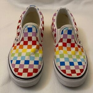 Vans Kids Colorful Checkered Slip-On Sneakers